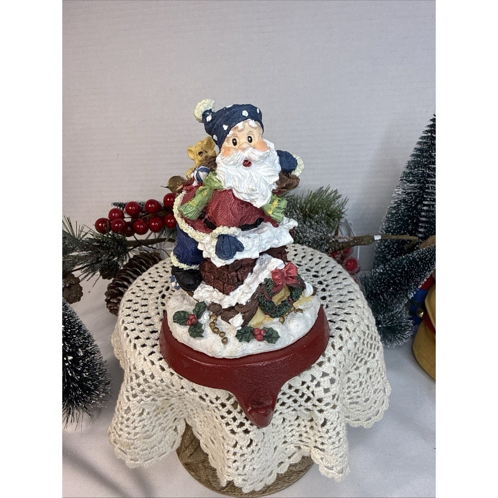 Cast Iron Base Santa with Bag of Toys Chimney  Christmas Stocking Hanger Holder